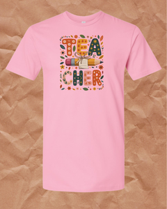 Teach Cheer Floral Teacher T-Shirt