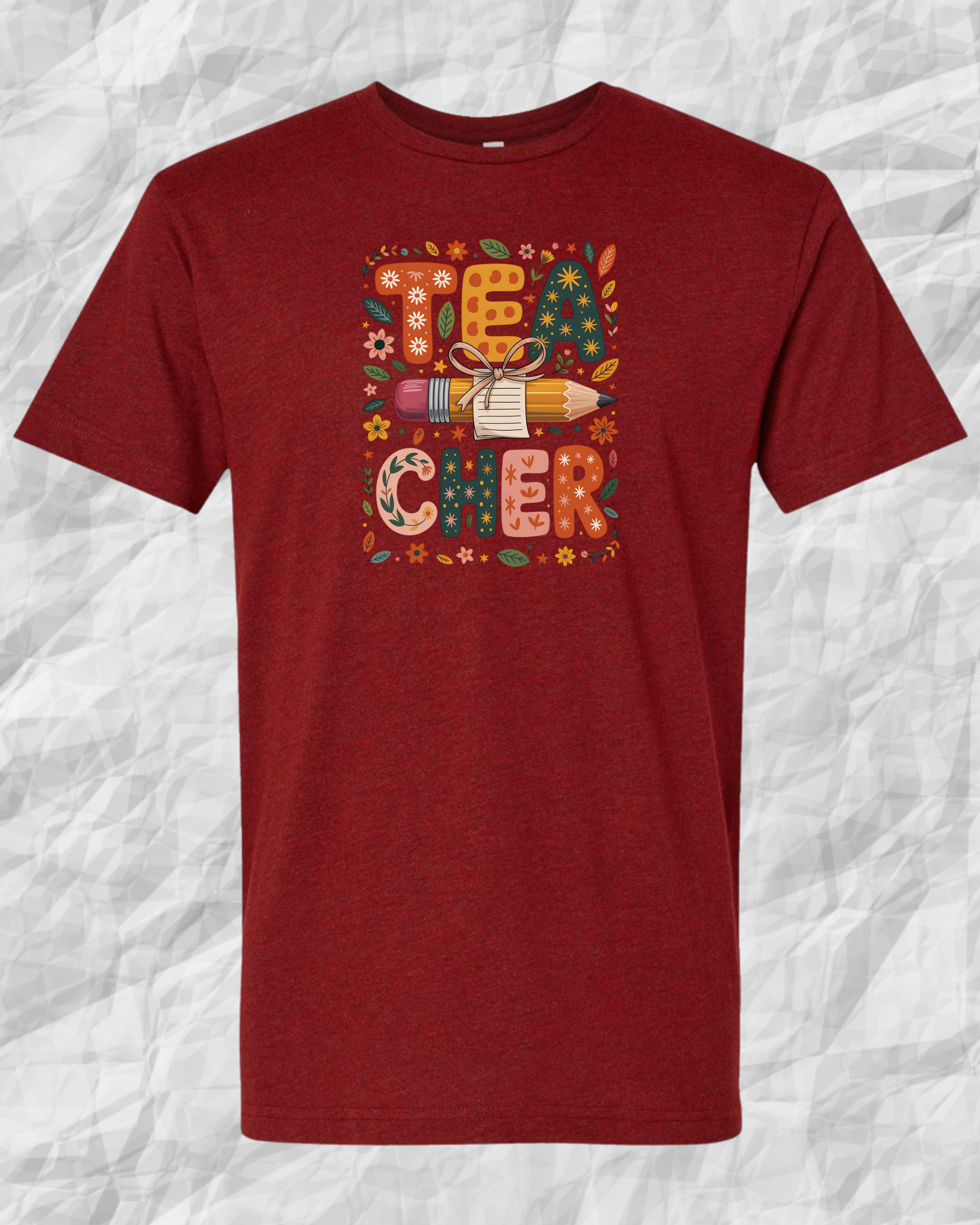 Teach Cheer Floral Teacher T-Shirt