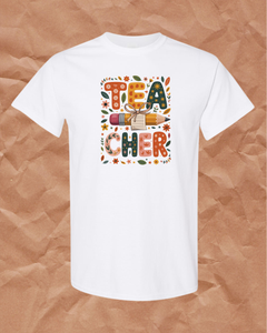 Teach Cheer Floral Teacher T-Shirt
