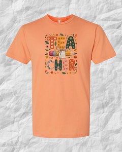 Teach Cheer Floral Teacher T-Shirt