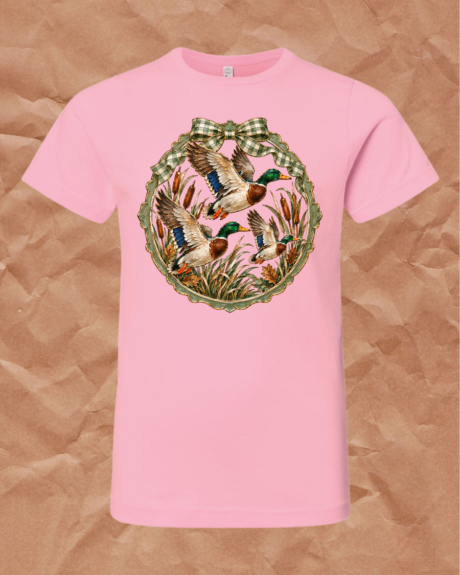 Mallards & Gingham Bow Youth Tee