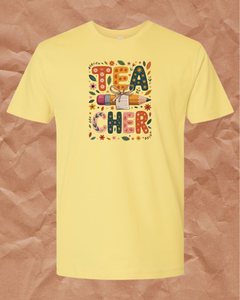 Teach Cheer Floral Teacher T-Shirt