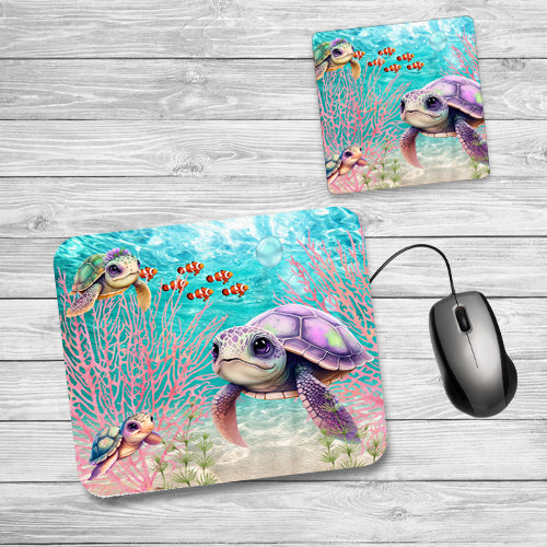 Sea Turtle Mousepad/Coaster Combo Gift Set